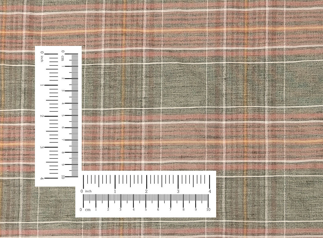 Beige Linen-Cotton Plaid Fabric with Soft Touch and Lightweight Feel 7606