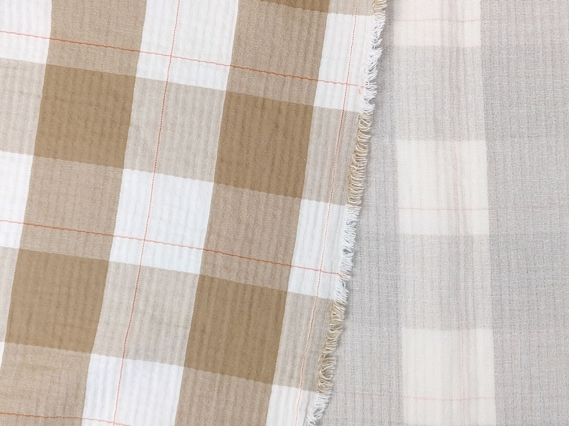 100% Cotton Double-Faced Fabric with Subtle Window Pane Check Pattern and Subtle Wrinkle Effect 8123 8124