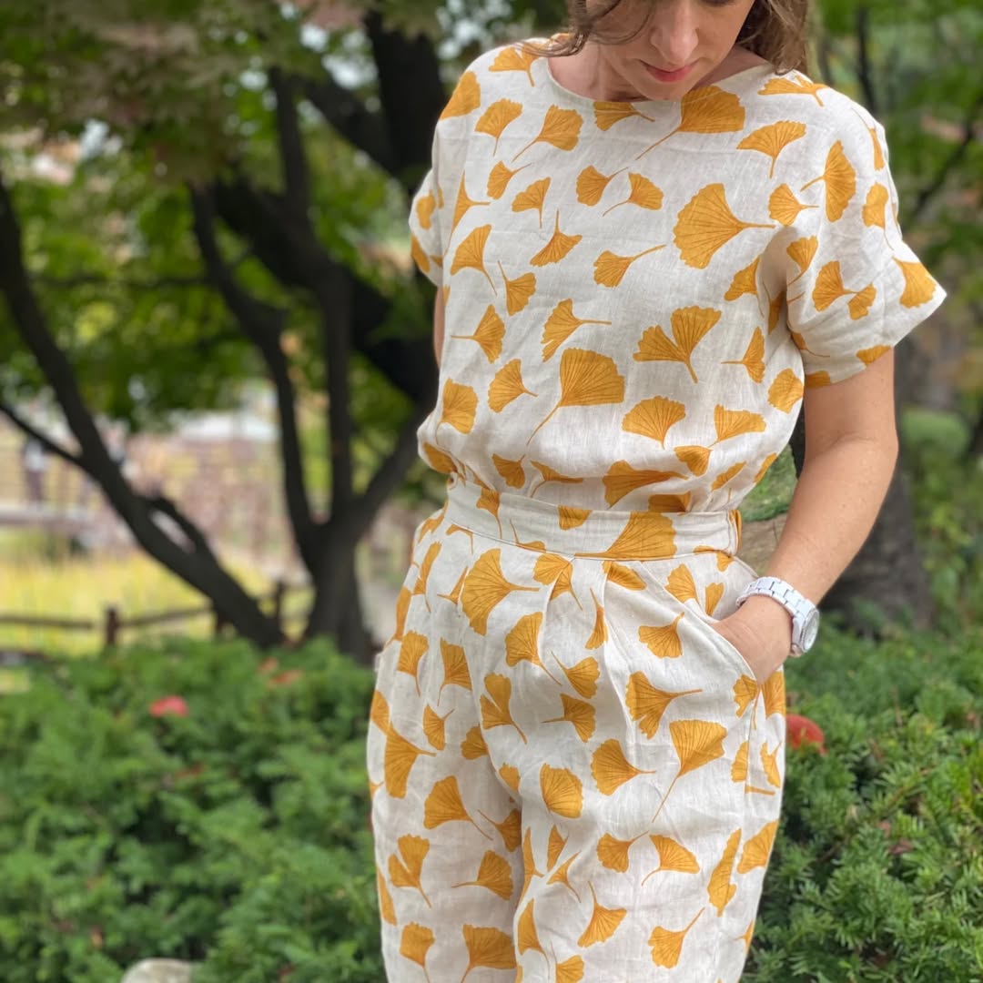 Morning Calm Ginkgo: 100% Linen Fabric 7912 8194 8195