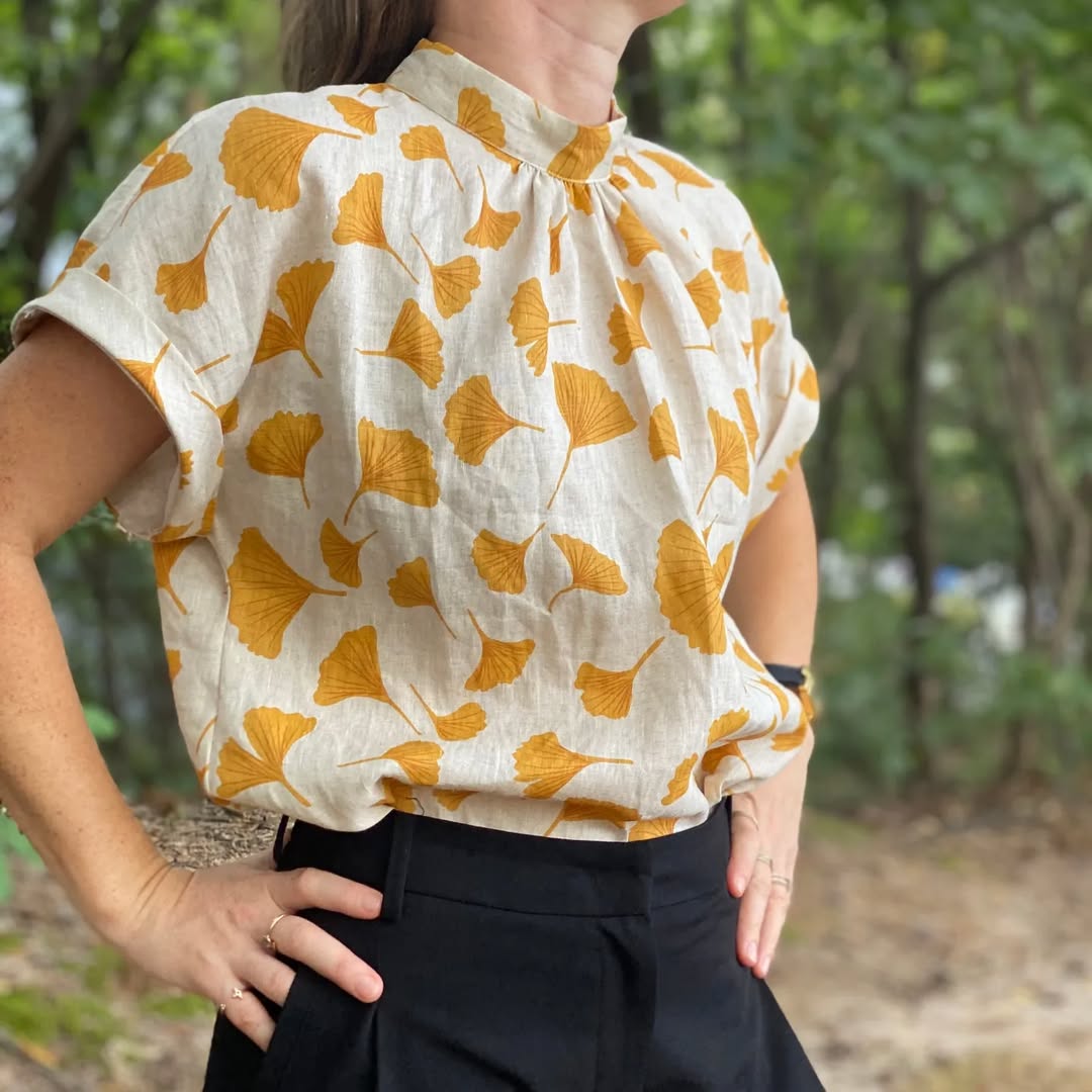 Morning Calm Ginkgo: 100% Linen Fabric 7912 8194 8195