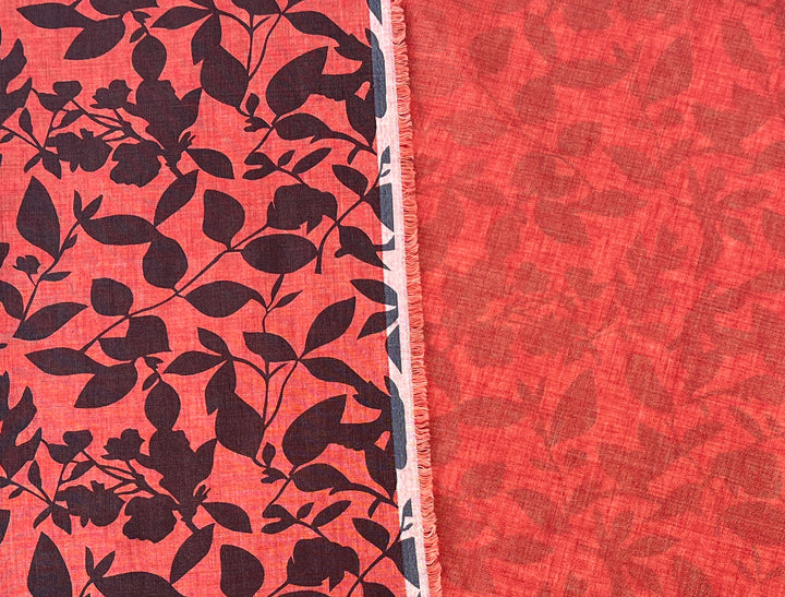 100% Linen Fabric – Lightweight Delavé Leaf Print, Soft Handfeel  7343 8189 8190