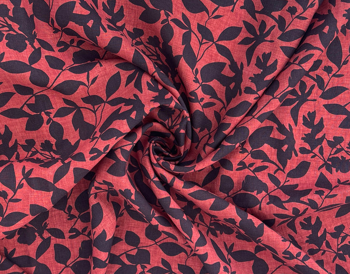 100% Linen Fabric – Lightweight Delavé Leaf Print, Soft Handfeel  7343 8189 8190