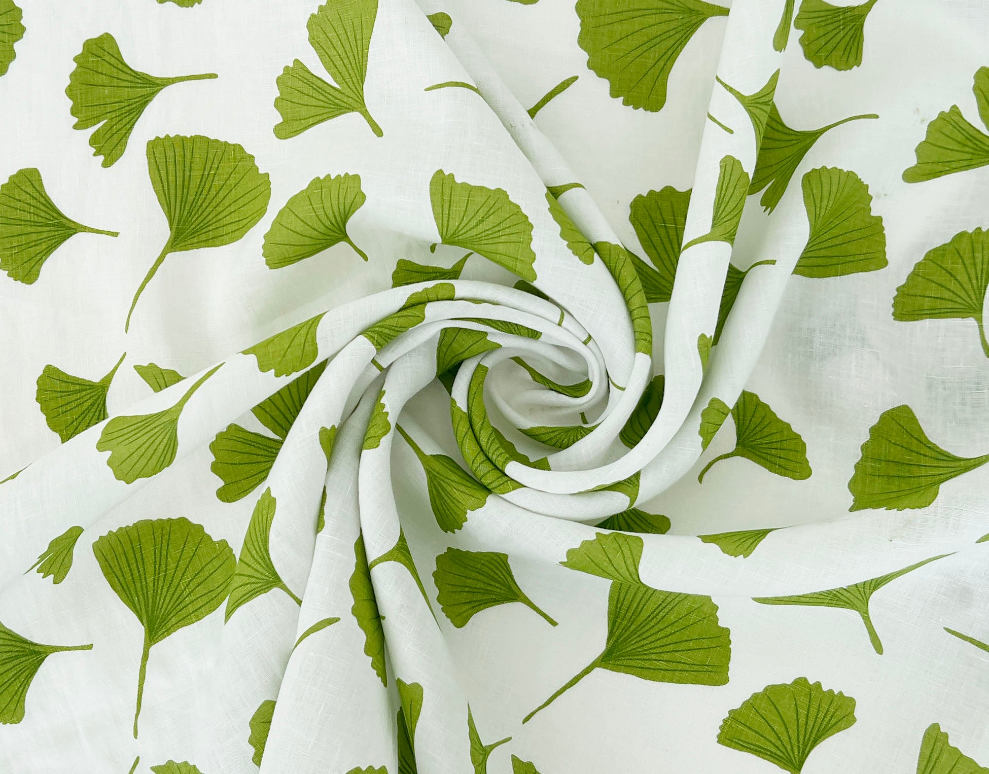 Morning Calm Ginkgo: 100% Linen Fabric 7912 8194 8195