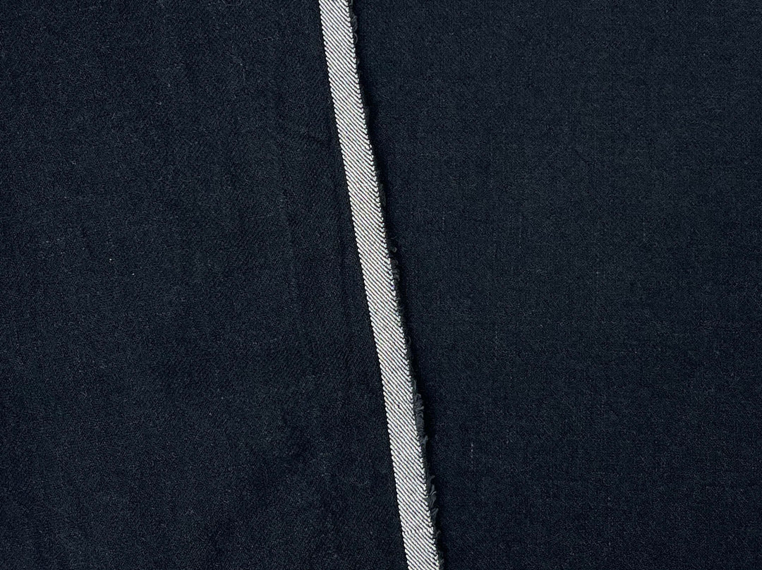 Linen Wool Blend Twill Fabric in Black – Medium-Heavy Weight 7868