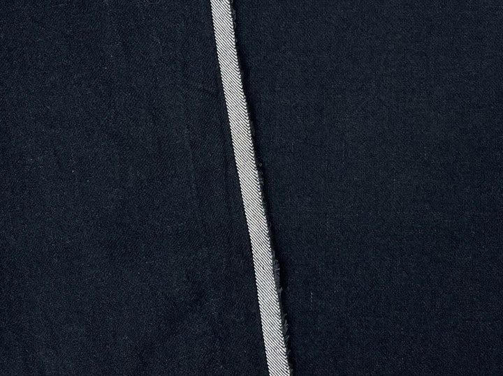 Linen Wool Blend Twill Fabric in Black – Medium-Heavy Weight 7868
