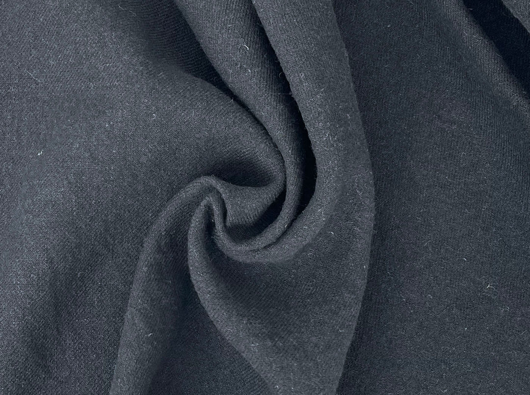 Linen Wool Blend Twill Fabric in Black – Medium-Heavy Weight 7868