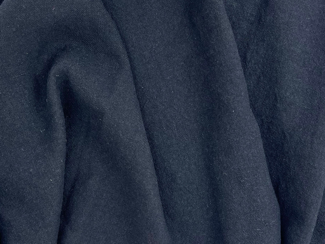 Linen Wool Blend Twill Fabric in Black – Medium-Heavy Weight 7868