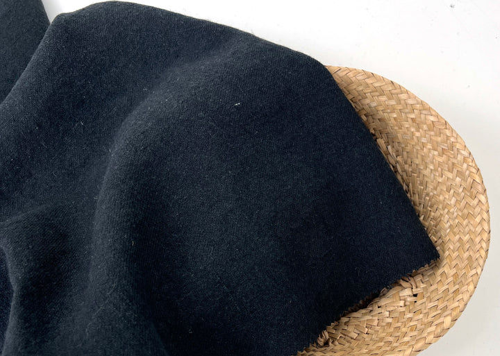 Linen Wool Blend Twill Fabric in Black – Medium-Heavy Weight 7868