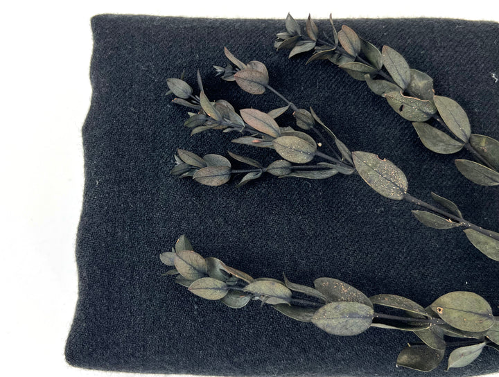 Linen Wool Blend Twill Fabric in Black – Medium-Heavy Weight 7868