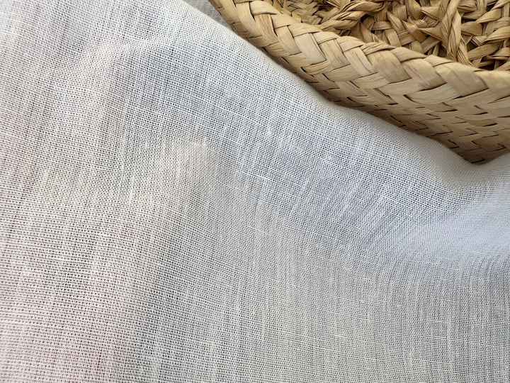 White Linen Rayon Fabric – Ultra Lightweight, Gauze Texture, 46” Wide 3226
