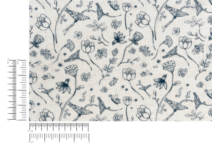 Birds of a Feather, Linen Rayon Print Fabric, Design by Madeline, Madswick Studio, 8222 8223 8224 8225
