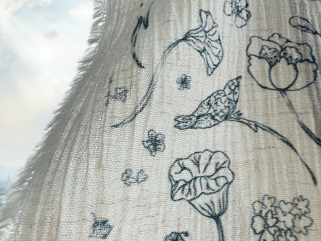 Birds of a Feather, Linen Rayon Print Fabric, Design by Madeline, Madswick Studio, 8222 8223 8224 8225