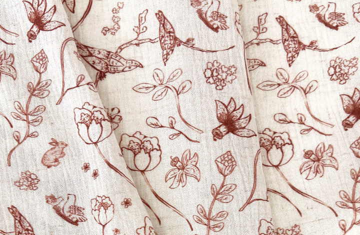 Birds of a Feather, Linen Rayon Print Fabric, Design by Madeline, Madswick Studio, 8222 8223 8224 8225