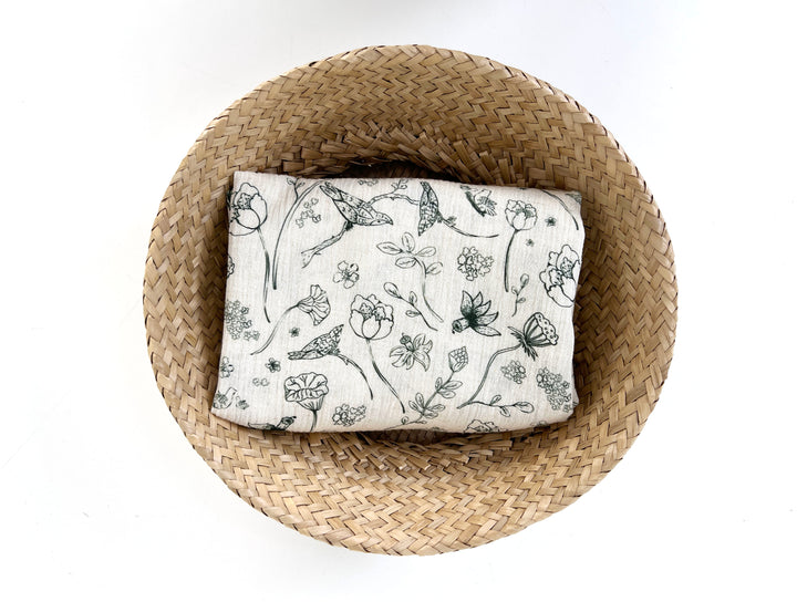 Birds of a Feather, Linen Rayon Print Fabric, Design by Madeline, Madswick Studio, 8222 8223 8224 8225
