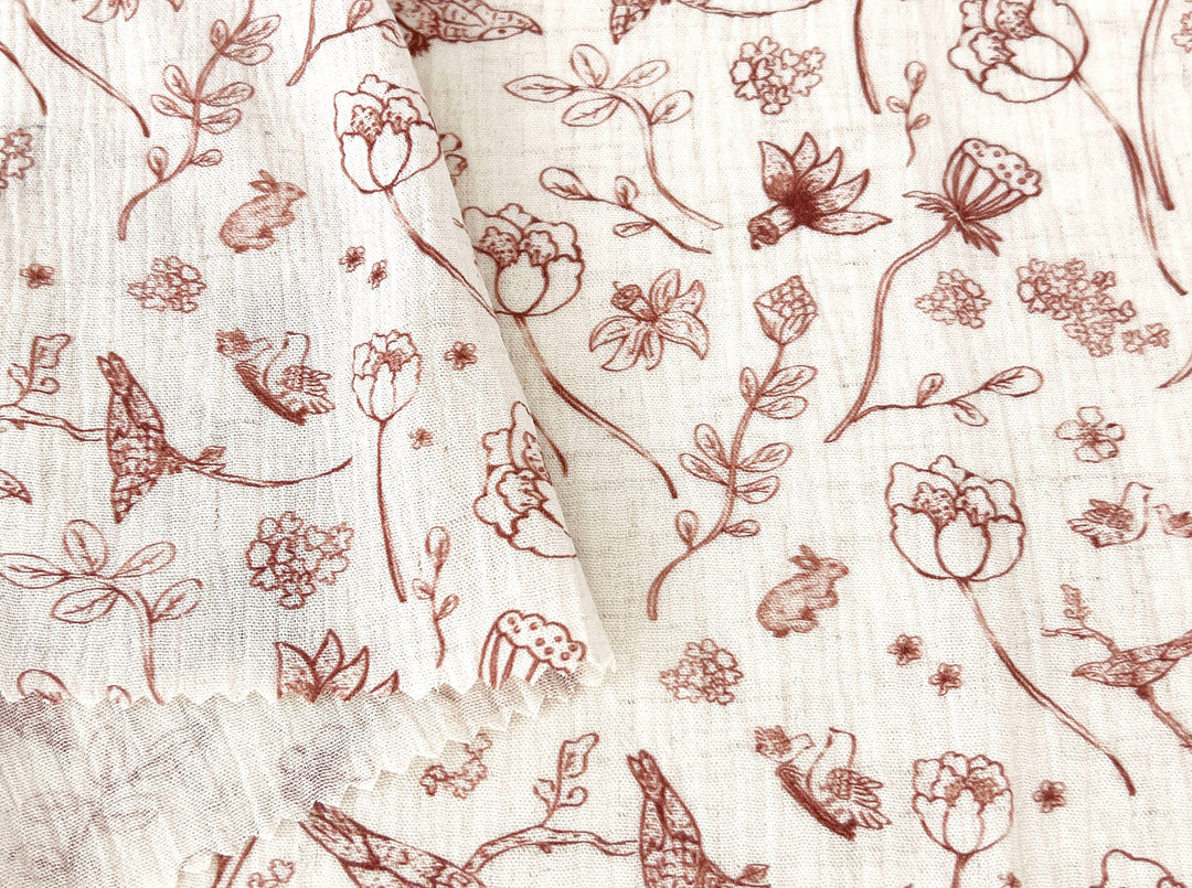 Birds of a Feather, Linen Rayon Print Fabric, Design by Madeline, Madswick Studio, 8222 8223 8224 8225