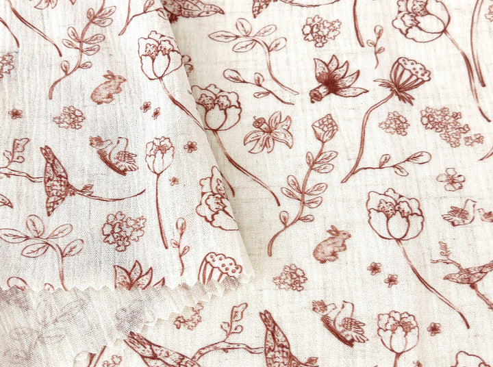 Birds of a Feather, Linen Rayon Print Fabric, Design by Madeline, Madswick Studio, 8222 8223 8224 8225