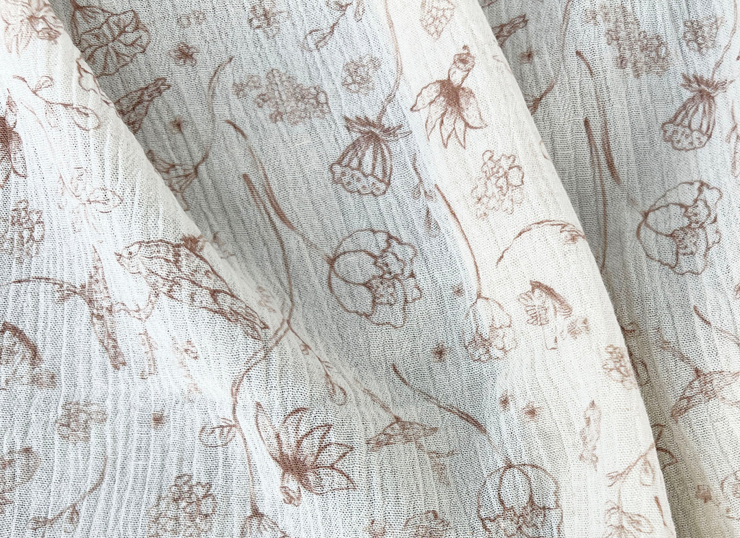 Birds of a Feather, Linen Rayon Print Fabric, Design by Madeline, Madswick Studio, 8222 8223 8224 8225