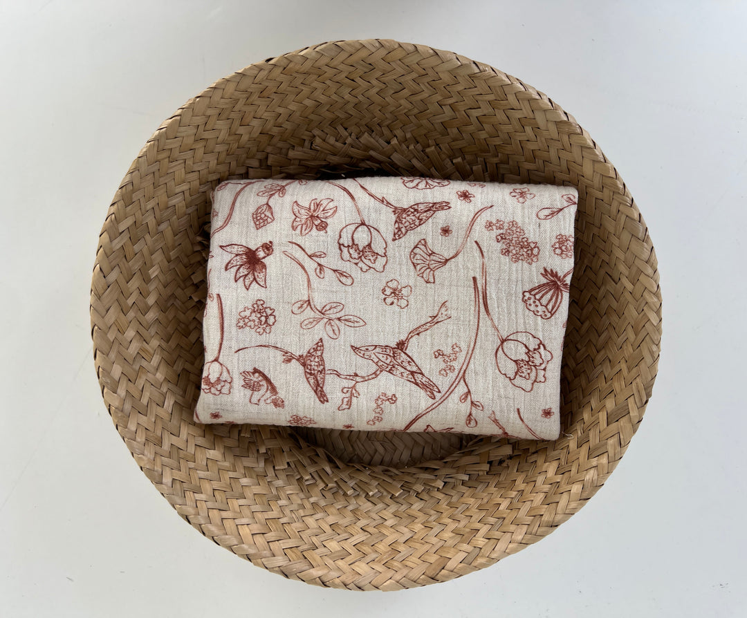 Birds of a Feather, Linen Rayon Print Fabric, Design by Madeline, Madswick Studio, 8222 8223 8224 8225