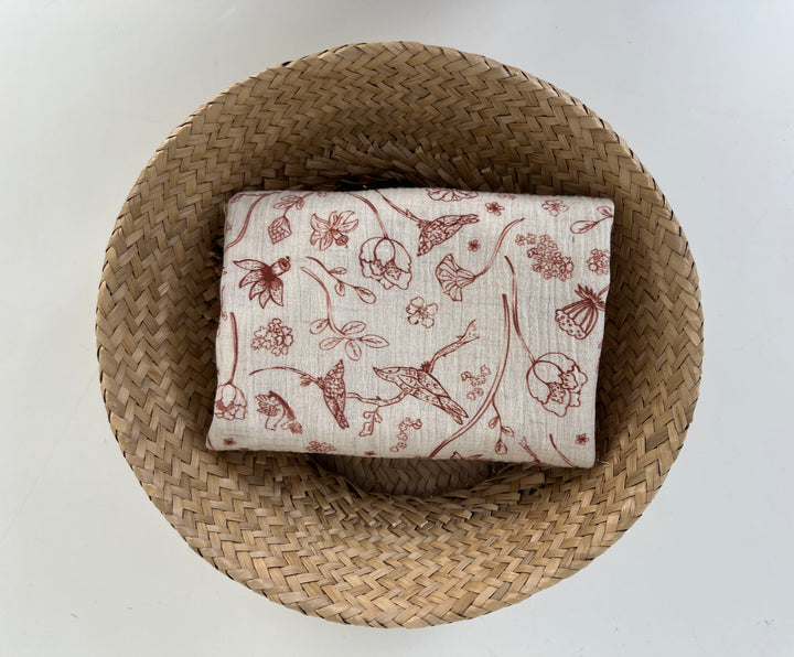 Birds of a Feather, Linen Rayon Print Fabric, Design by Madeline, Madswick Studio, 8222 8223 8224 8225