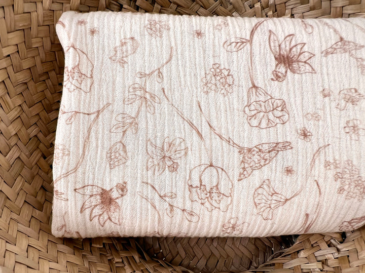 Birds of a Feather, Linen Rayon Print Fabric, Design by Madeline, Madswick Studio, 8222 8223 8224 8225