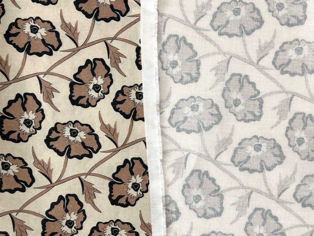 Drifting on the Vineyard – Ramie Cotton Satin Weave Fabric, Design by Madeline, Madswick Studio, 8229 8230 8231