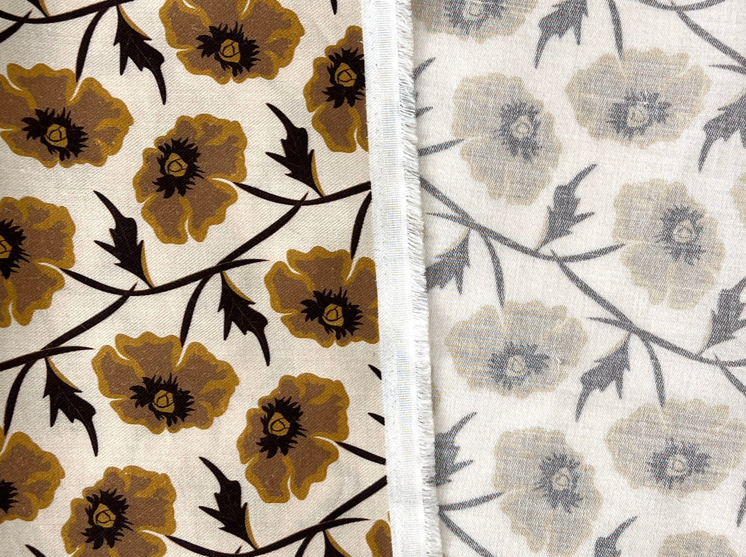 Drifting on the Vineyard – Ramie Cotton Satin Weave Fabric, Design by Madeline, Madswick Studio, 8229 8230 8231