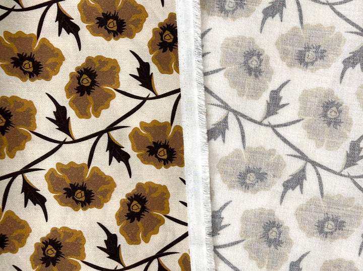 Drifting on the Vineyard – Ramie Cotton Satin Weave Fabric, Design by Madeline, Madswick Studio, 8229 8230 8231