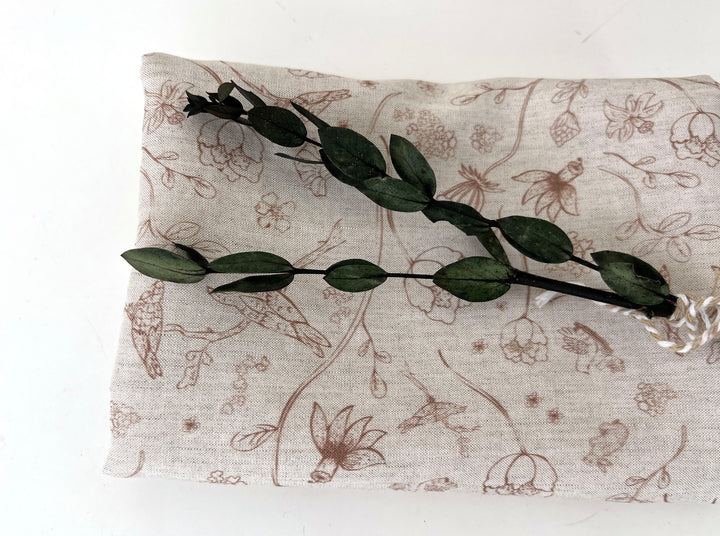 Birds of a Feather, Linen Rayon Silk Print Fabric, Design by Madeline, Madswick Studio, 8227 8228