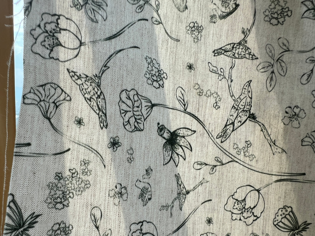 Birds of a Feather, Linen Rayon Silk Print Fabric, Design by Madeline, Madswick Studio, 8227 8228