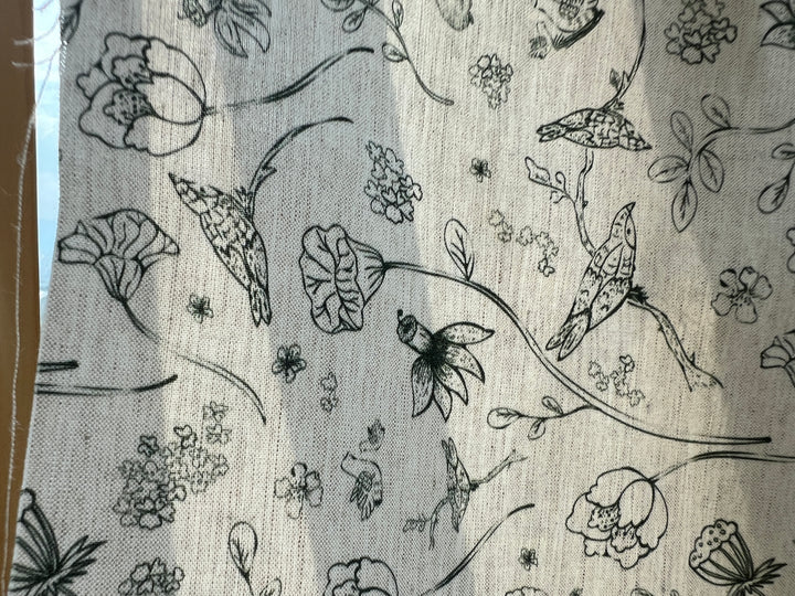 Birds of a Feather, Linen Rayon Silk Print Fabric, Design by Madeline, Madswick Studio, 8227 8228