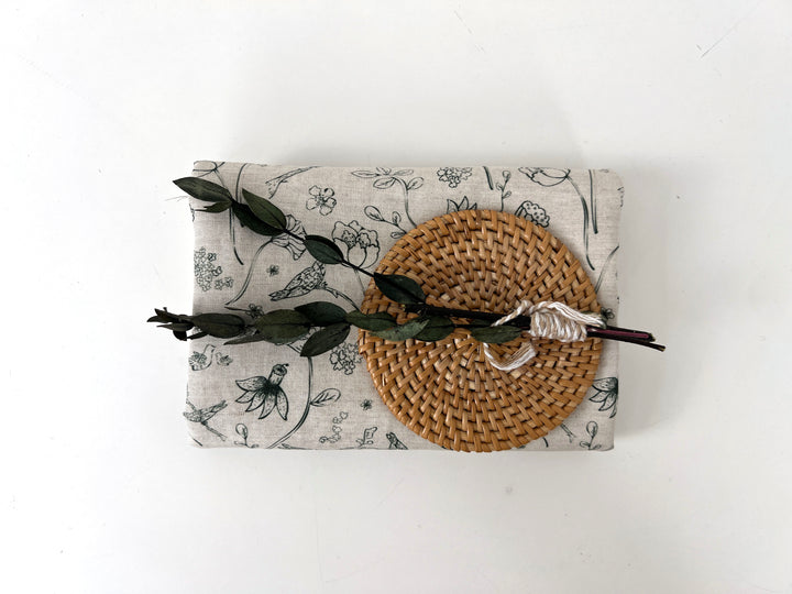 Birds of a Feather, Linen Rayon Silk Print Fabric, Design by Madeline, Madswick Studio, 8227 8228