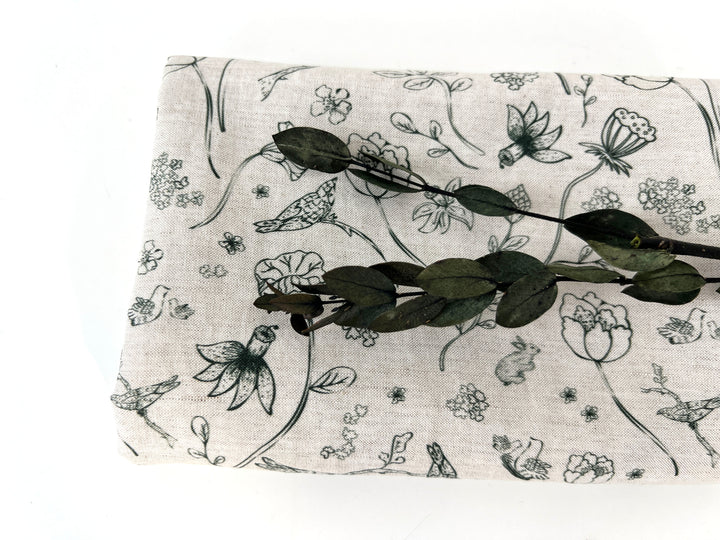 Birds of a Feather, Linen Rayon Silk Print Fabric, Design by Madeline, Madswick Studio, 8227 8228