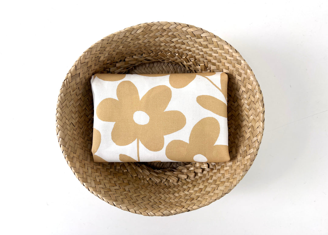 Simple Flower Print Linen Rayon Fabric – Light Weight, Pre-Washed, 44" Wide
