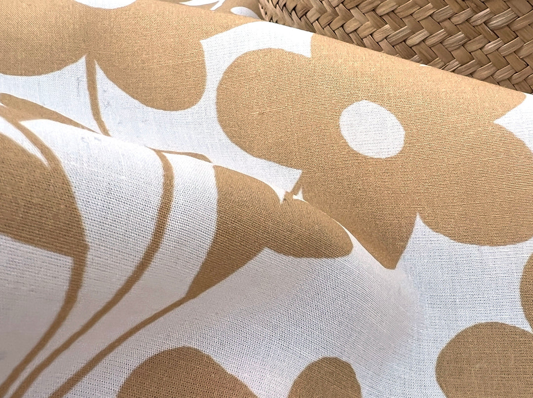 Simple Flower Print Linen Rayon Fabric – Light Weight, Pre-Washed, 44" Wide