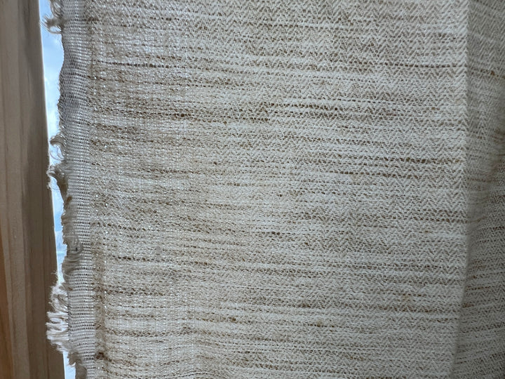 100% Linen Fabric – Beige Melange Herringbone Twill, Pre-Washed, Medium Weight 8212