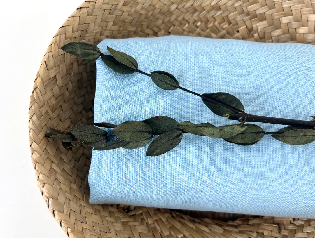 100% Linen Fabric – Sky Blue, Plain Weave, Light–Medium Weight 2551