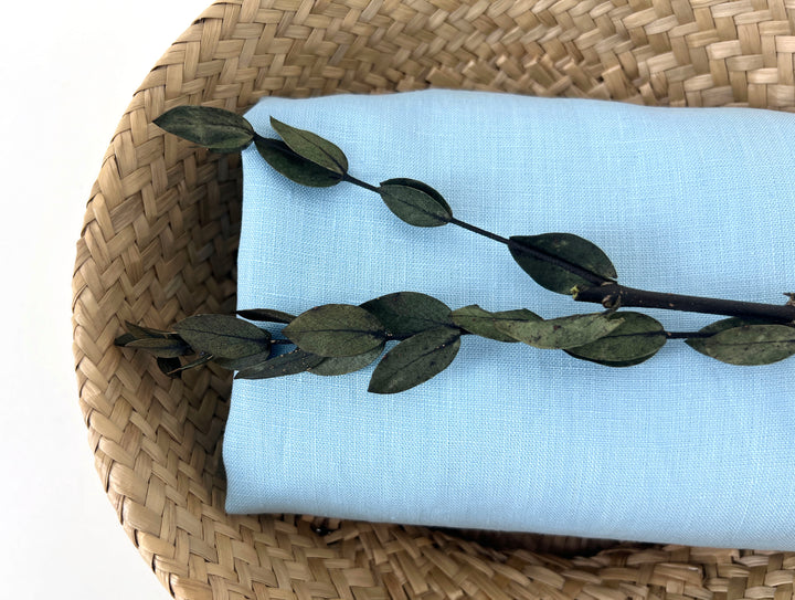 100% Linen Fabric – Sky Blue, Plain Weave, Light–Medium Weight 2551
