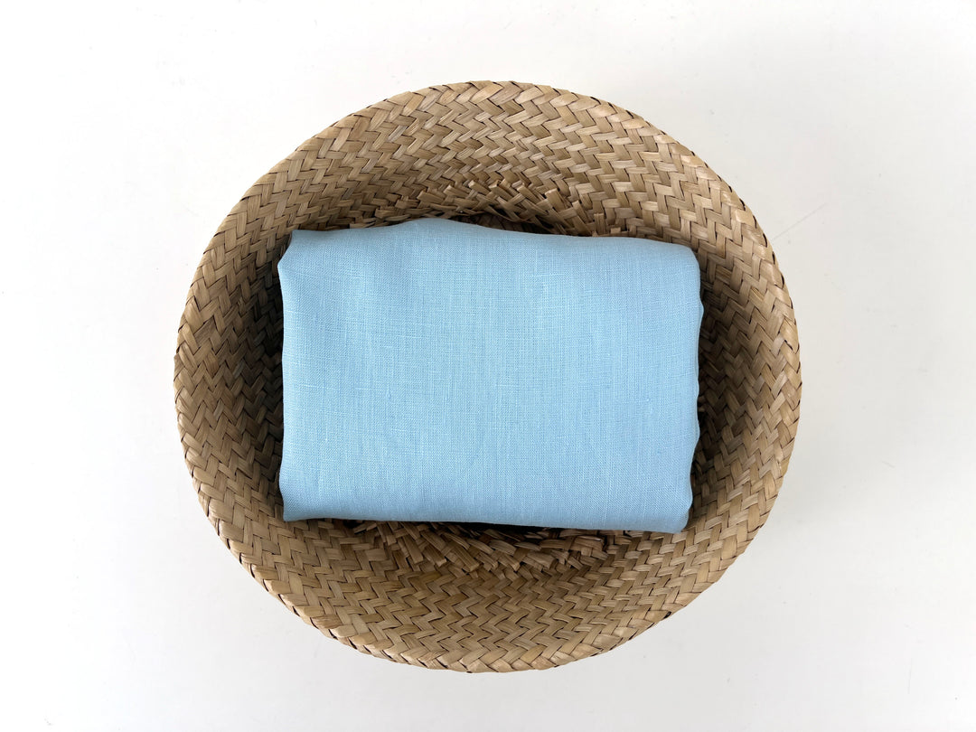 100% Linen Fabric – Sky Blue, Plain Weave, Light–Medium Weight 2551
