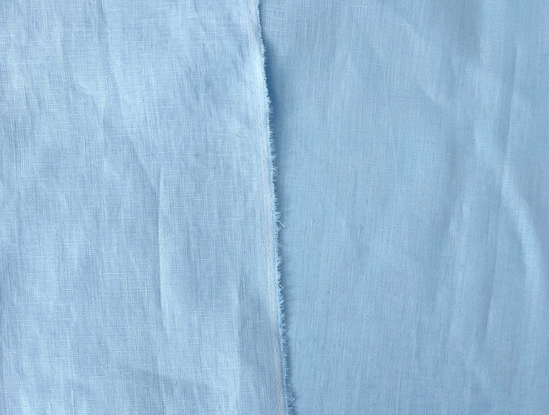100% Linen Fabric – Sky Blue, Plain Weave, Light–Medium Weight 2551