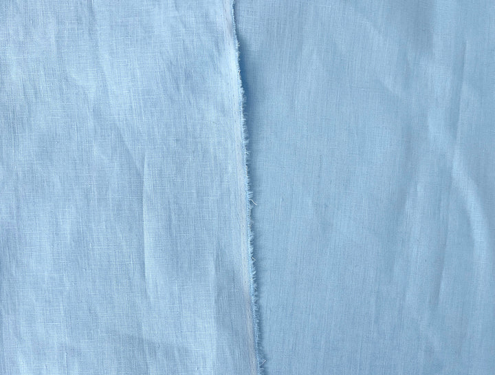 100% Linen Fabric – Sky Blue, Plain Weave, Light–Medium Weight 2551