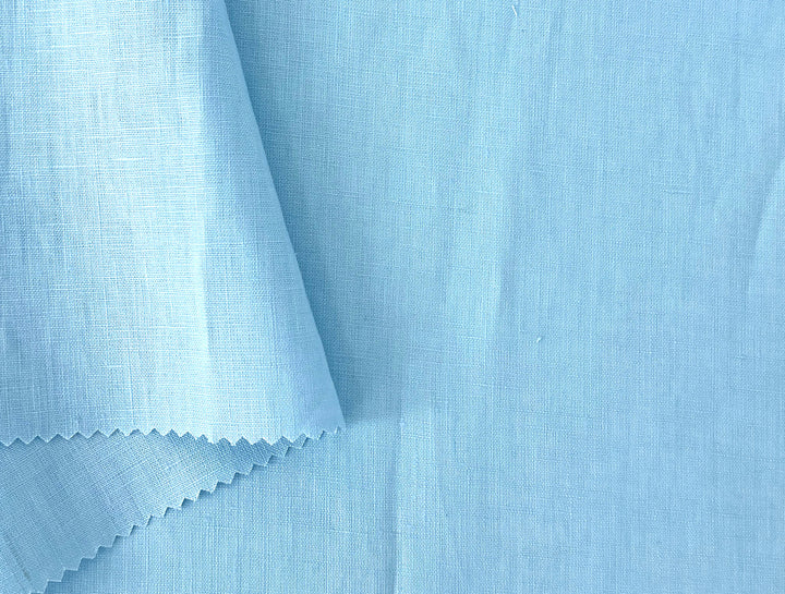 100% Linen Fabric – Sky Blue, Plain Weave, Light–Medium Weight 2551