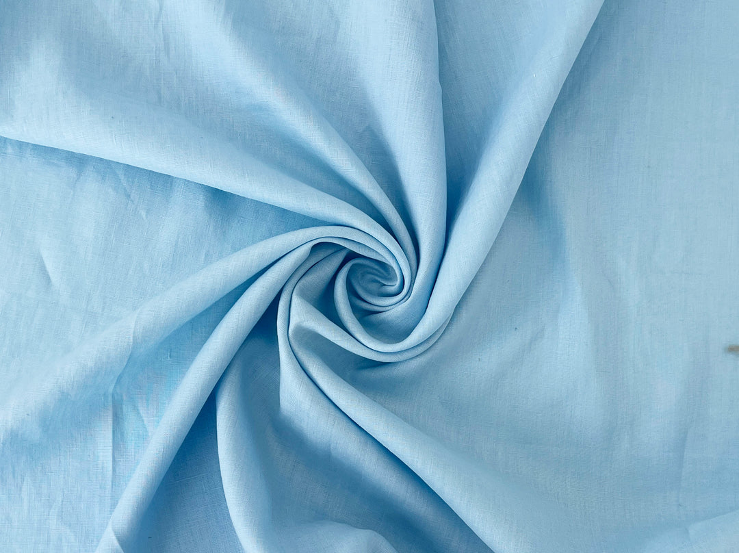 100% Linen Fabric – Sky Blue, Plain Weave, Light–Medium Weight 2551