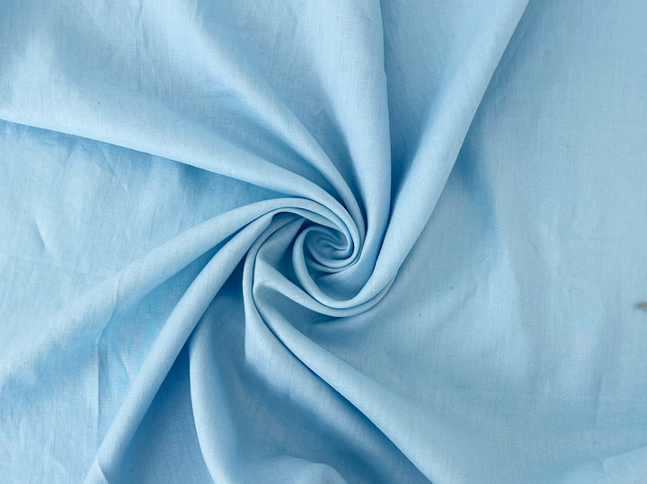 100% Linen Fabric – Sky Blue, Plain Weave, Light–Medium Weight 2551
