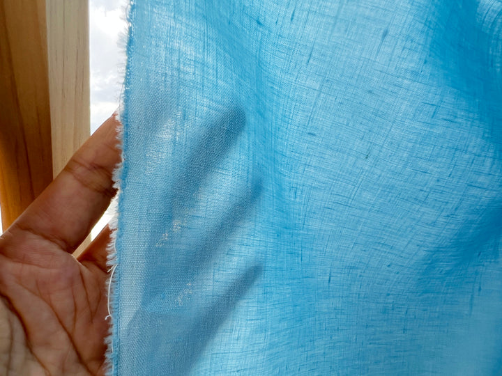 100% Linen Fabric – Sky Blue, Plain Weave, Light–Medium Weight 2551