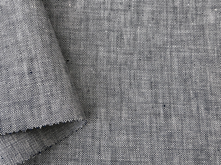 100% Linen Fabric – Grey Chambray Effect, Basket Weave, Pre-Washed 8214