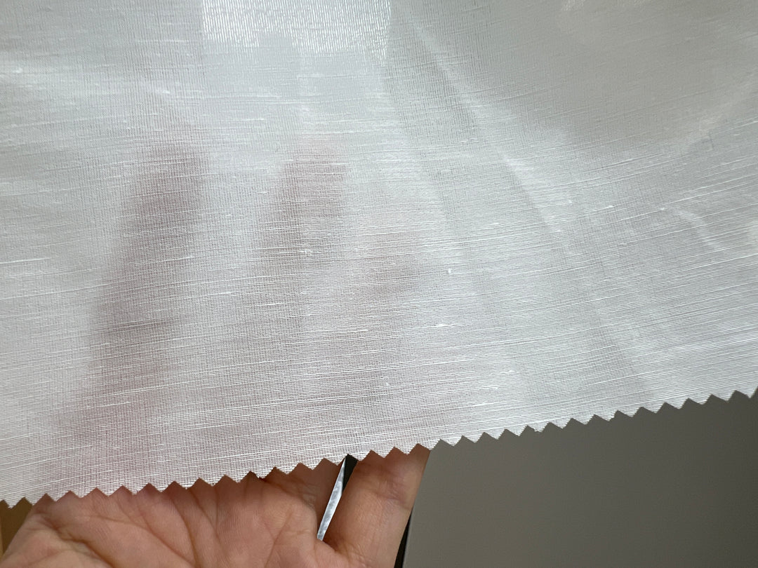 White Linen Nylon Stretch Fabric – Lightweight, Pre-Washed, 60" Wide 8261