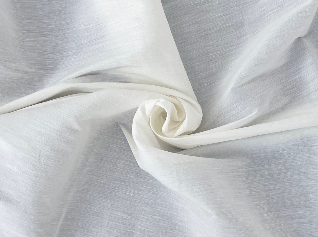 White Linen Nylon Stretch Fabric – Lightweight, Pre-Washed, 60" Wide 8261