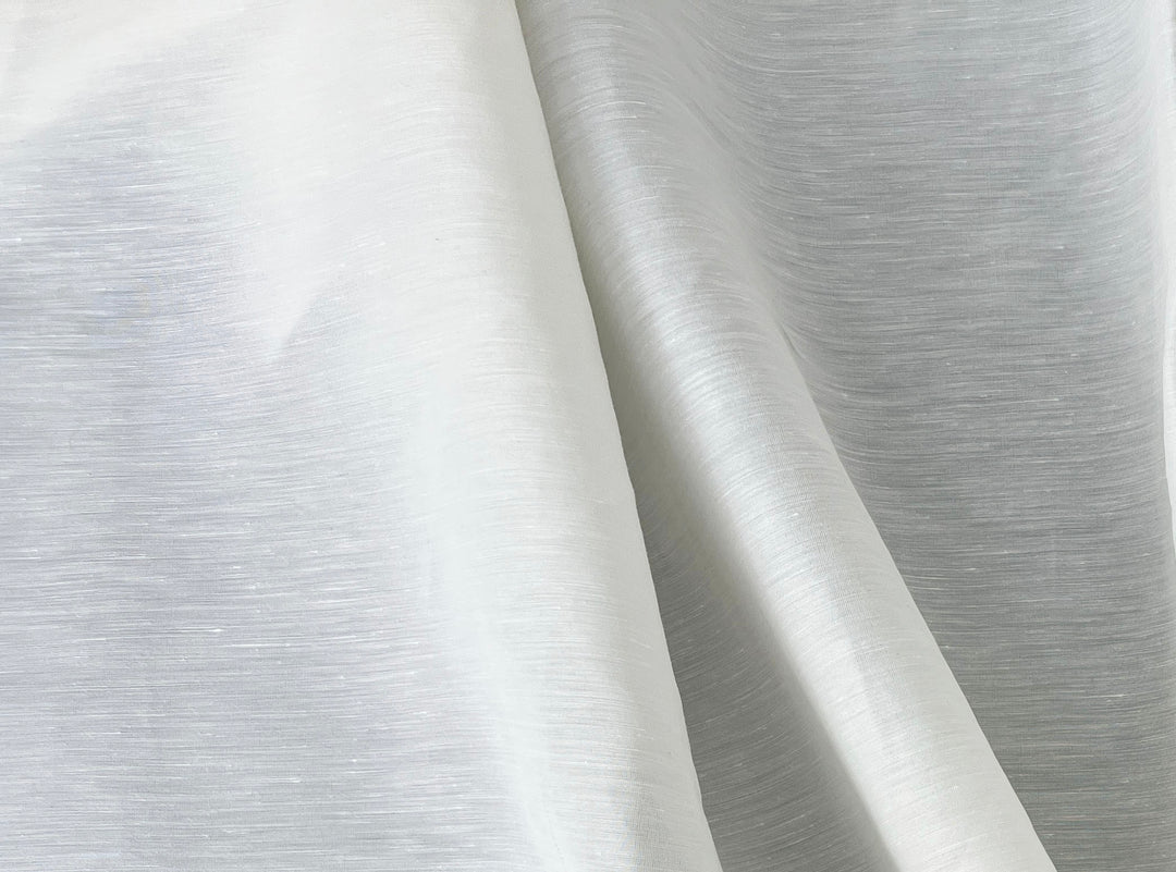 White Linen Nylon Stretch Fabric – Lightweight, Pre-Washed, 60" Wide 8261