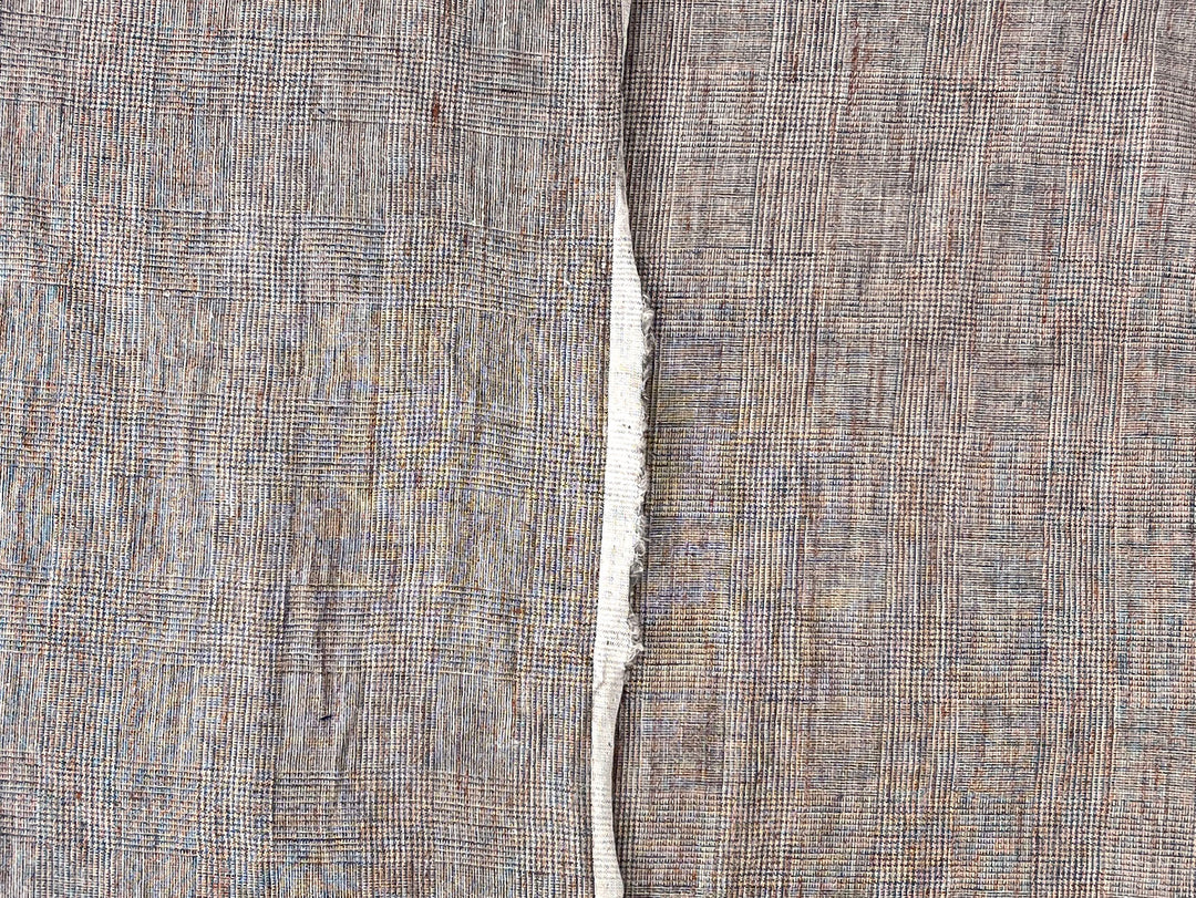 100% Linen Fabric – Brown Melange Glen Plaid, Light to Medium Weight 6447 6448
