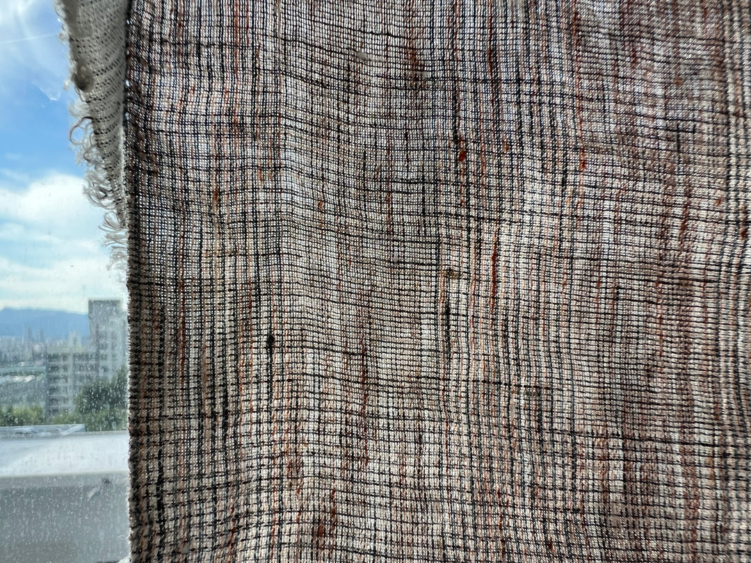100% Linen Fabric – Brown Melange Glen Plaid, Light to Medium Weight 6447 6448